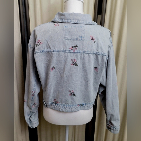 Sincerely Jules Light Blue Floral Denim Jean Jacket | Size Medium - Picture 2 of 4